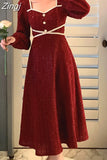 Button Dresses for Women Fairy Midi Party Dress Evening Office Lady Design One Piece Dress Elegant Korean Spring