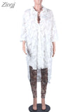 Spliced Autumn Women Midi Dress Long Sleeve Turn-down Collar Loose Shirt Dresses White Big Size Asymmetrical