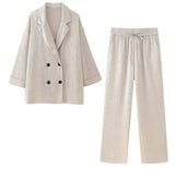 Women's INS Burst Wrinkles Blazer Blazer Casual Trousers