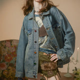 Zingj Sense Denim Jacket Female Spring And Autumn Outfit 2024 New Popular Logo Loose Niche Retro Do Old Jacket Bf