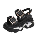 Celebrity Ins Tidal Platform Platform Sandals Female Summer 2025 New Korean Version Of A Word Button Dew Toe Sports