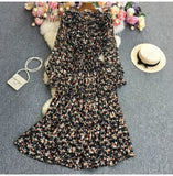 And Autumn Gentle Wind Korean Version Of Sweet Round Collar Lote Side To Receive Waist Thin A Word Broken Flower Chiffon Dress