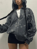 Oversized Star Print Zip Up Hoodie- Outfit