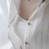 And Summer 2025 New Loose Thin Sunscreen Striped Cotton Long-Sleeved Shirt In The Long Retro