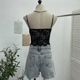 Real Shot Abstinence Hottie Low Breast With Breast Pad Lace Slings Vest V-Neck Butterfly-Like Umbilical Umb