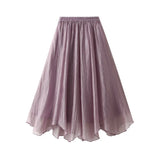 A Word Half-Dress Woman 2025 New Medium Long Gentle Fairy Yarn Skirt Wave Hem