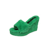 2025 New Hairy Slippers Loose Pastry Slope And Slippers Fashion Outdoor Women's