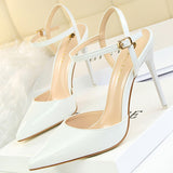 Shoes Fashion Sandals Women 2022 Patent Leather High Heels Women Sandals Summer Heeled Sandals Pointed Toe Women