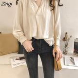 Women Summer Thin Sun-proof Solid Ins Simple All-match Daily Tops Tender Elegant Harajuku Vintage Female Blusas