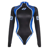 Zingj Racing Style Contrast High Neck Bottom Onesie Fall 2023 New Hottie Tight Long Sleeved