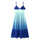 Women's Clothing 2025 Summer New Sexy Wind Gradient Dress High Waist Folds And Sleeveless Sling