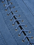 Tie Back Denim Bandeau Corset Top- Outfit