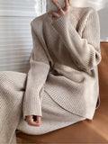 Casual Thick Sweater Tracksuits O-neck Pullover & Elastic Waist Pants Suit Female Knitted 2 Pieces