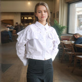 Shirt 2025 Autumn New Fashion Niche Splicing Lote Side High-Sensing Sexy Short Shirt Woman