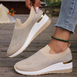 Women's Shoes 2025 New Round Head Slope And Fashion Hot Diamond Sports Leisure Pedal Women's