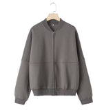 Women's INS Burst Zipper Bomber Jacket Jacket High-Rise Velvet