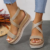 And Summer New Large-Size Hollow Fish Mouth Heel Sandals Women's Pine Cake Silver Bright Buckle Flat Women's