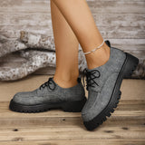 British Wind Large-Size Thick-Sed Leather Shoes Women's Spring And Autumn New Thick Heel Lace Small Leather