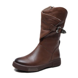 Martin Boots Flat Bottom Middle Knight Boots New Vintage V-Port Side Zipper Slim Single