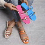 Women's Shoes Slippers 2025 Summer New Large-Size Color Flat Cool Slippers