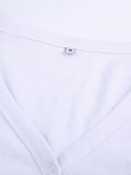 Ribbed Long Sleeve Button Crop Top- Outfit