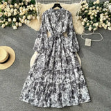 Fragile Chiffon Dress Women's Autumn Dress New Over-Knee Dress Gentle Wind-Float Mid-Floive Mid-Flouse Fairy