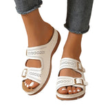 Asia's New Large-Size Carving Belt Buckle Thick Bottom Slippers Women's Slope And Lightweight Outside Wearing Cold