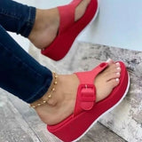 Women's Shoes 2025 Summer New Women's Cool Slippers Beach Loose Cakes And Thick-Solled
