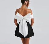 Women's Clothing INS Net Red Pop Bow Dress Cross Asymmetric Top - Long-Term