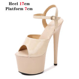 Zingj Lacquered Leather Sandals High Heels Sexy Black Waterproof Platform Hate Day High Slippers Female