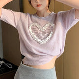 Zingj New Design Sense Female Minority Korean Chic Sweater Sweater Love Bottom Shirt Jacket-Outfit