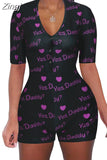 Women Sexy V-Neck Bodycon Bodysuit Casual Printed Button Sleepwear Jumpsuit Shorts Romper Leotard Sexy Ladies Summer Pajamas