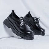 Zingj Shoes Men Low Bang Martin Boots Thick Platform Work Shoes British Couples Casual Cool Black Little Leather Shoes