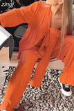 Pants Suits Women Button Up Shirt And High Wasit Pants Set Spring Autumn Ladies Pleated Elegant Loose 2 Piece Pant