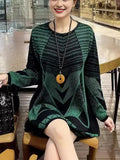 E-Commerce Spring And Autumn Wear Loose Sweater Sweater Hit Color Dress