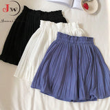 Chiffon Summer Shorts Skirt Women 2023 Fashion Korean Elastic Waist Pleated Mini Skirt Casual Beach Faldas