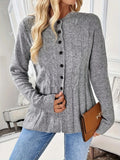 Women's Single-D Row Leisure Long-Sleeved Knitted Jersey Autumn And Winter Collar Warm Coat