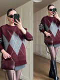 Burgundy Round Neck Knitted Sweater- Outfit