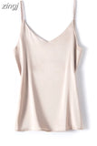 Silk Women Camis Tops Woman V-neck Satin Tank Tops Women Sleeveless Silk White Tops 3XL Sexy Satin Halter Top OL