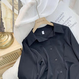 Lady Shirt Spring And Autumn New Korean Version Of Loose Simple Plain Color Bhism Color Feeling Long-Sleeved