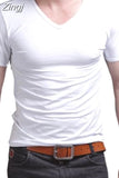 Summer Men Cotton T shirt casual short sleeve V-neck T-shirts Black White Plus Size M-XL V Neck Tops Tee Shirt Slim