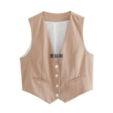 Women's Retro Solid Color Candy Color V-Neck Short Suit Vest / Horse Clip