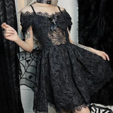 Autumn And Winter Women's Temperament Lace Splicing Sling Net Sexy Fashion