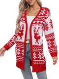 And Winter Sweater Women Christmas Elk Snowflake Embroidered Knitted Jacket