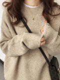 solid color oversize sweater with crew