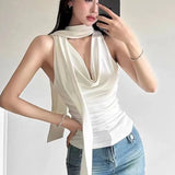 Temperament Tucked Sister Design Feeling Collared Hanging Neck Sling Woman 2025 Summer New Sweet Cool Set