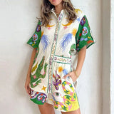 New Loose Leisure Shorts Fashion Print Daiss Short Sleeve Two