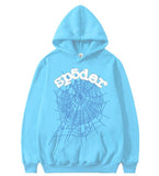 Fashion Trend Foam Sp5der Spider Web Print Loose Hoodie Couple Hoodie