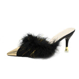 Head Hair Slippers Women In The Autumn Of 2025 New Pointed Head Wear Metal Head Fine And Sweet Temperament Lazy