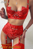 Women's 3Pcs Lingerie Set Bodystocking Sexy Strap 3/4 Cup Bra and Panty Teddy Babydoll Bridal Soft Nightwear